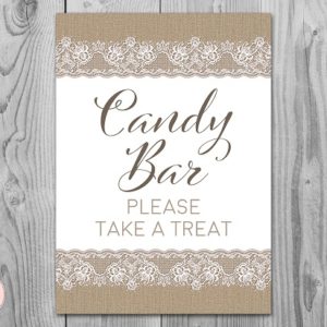 Burlap and Lace Downloadable Candy Bar Sign