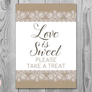 Rustic Burlap and Lace Love is Sweet Sign