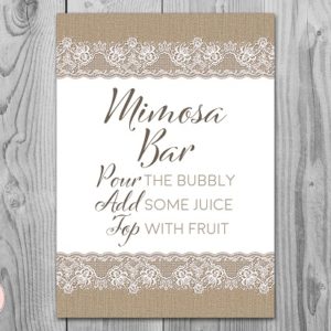 Rustic Burlap and Lace Mimosa Bar Sign
