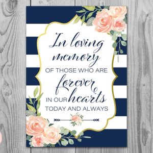 Navy and Gold Foil Wedding In Loving Memory of Sign