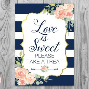 Navy Blue and Gold Love is Sweet Sign