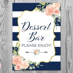 Blue and Gold Wedding Dessert Bar Printable Sign