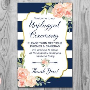 Navy and Gold Unplugged Ceremony Wedding Sign