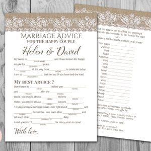 Rustic Burlap and Lace Wedding Mad Lib Advice Card