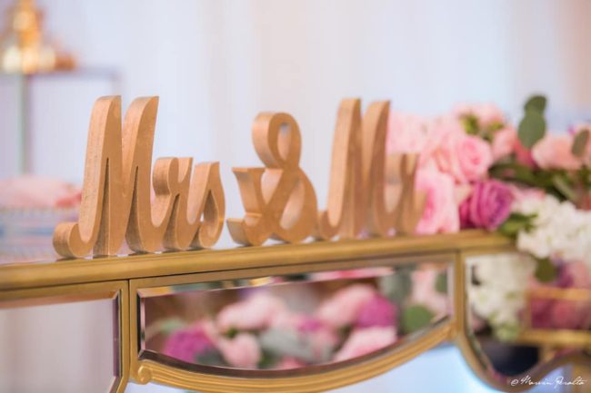 gold mr and mrs wooden sign