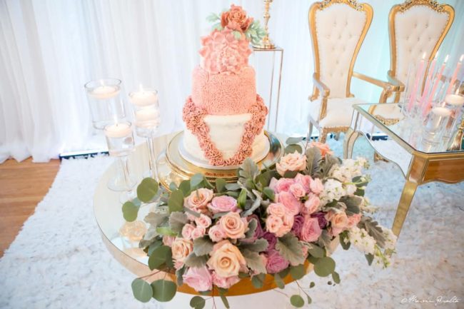 pink floral cake