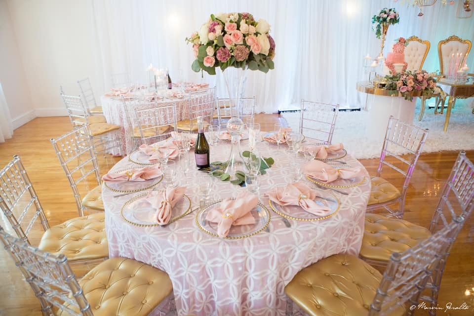 romantic pastel pink table setting