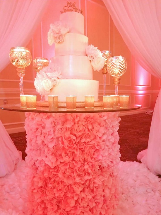 blush layered wedding cake