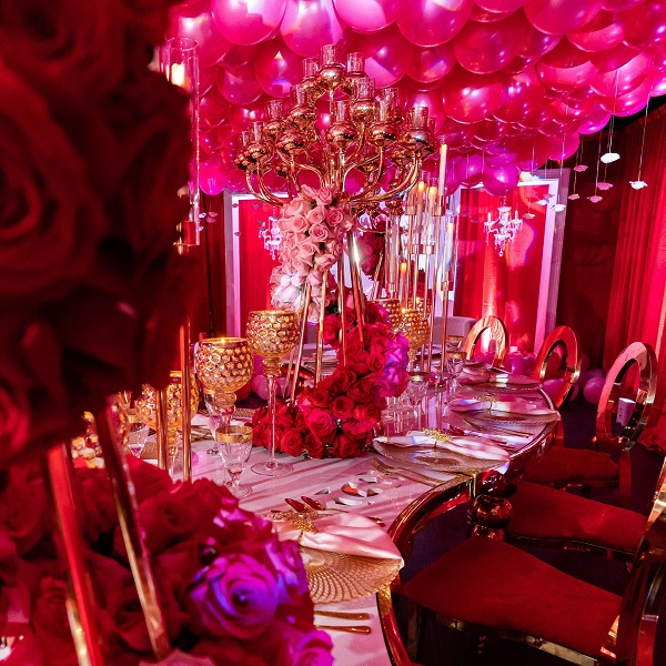 Gold and Red Rose Wedding setup