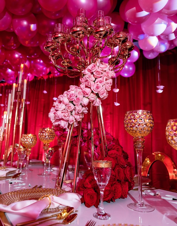 romantic rose wedding tablescape