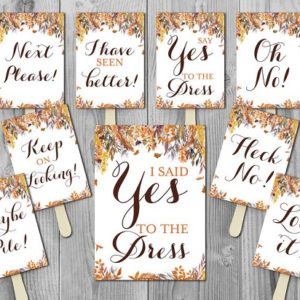 Autumn Fall I Said YES To The Dress Sign wedding dress shopping paddles