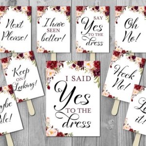 Marsala Floral I Said YES To The Dress Sign wedding dress sign