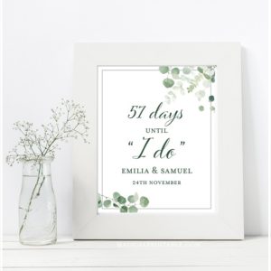 Greenery Eucalyptus Personalized countdown Sign