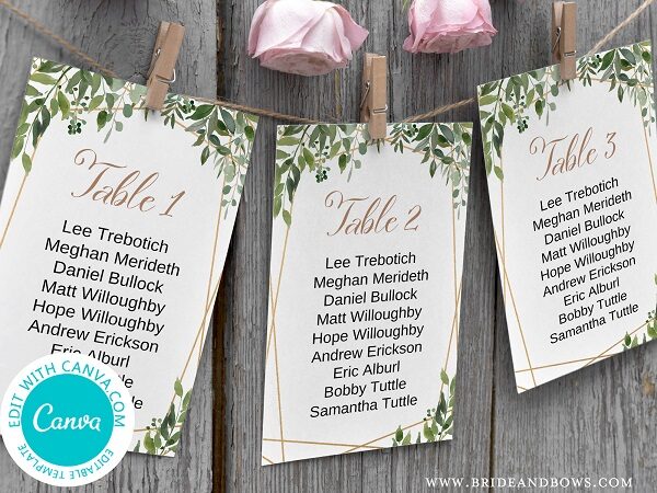 Editable Wedding Seating Cards