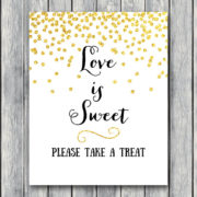 Love is sweet take a treat sign Bridal Shower favors signWD47 TH07