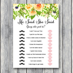 TH01-5x7-he-said-she-said  yellow floral bridal shower games summer