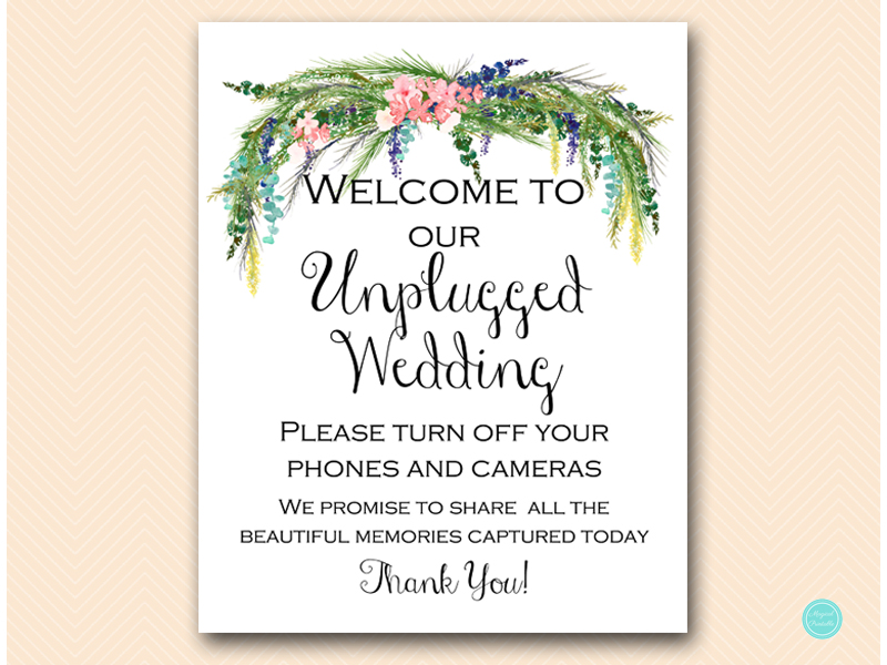 DOWNLOAD Spring Wedding Unplugged Signs - Bride + Bows