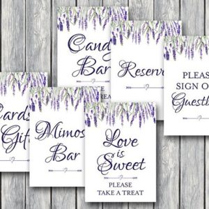 lavender bridal shower table signs