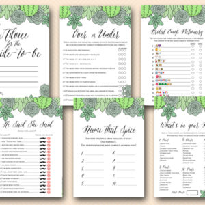 succulent wedding-shower game bundle printable download