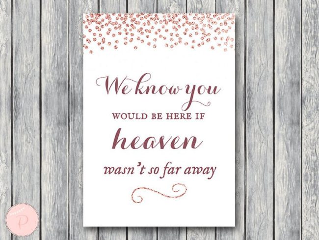 Rose Gold Remembrance Printable sign
