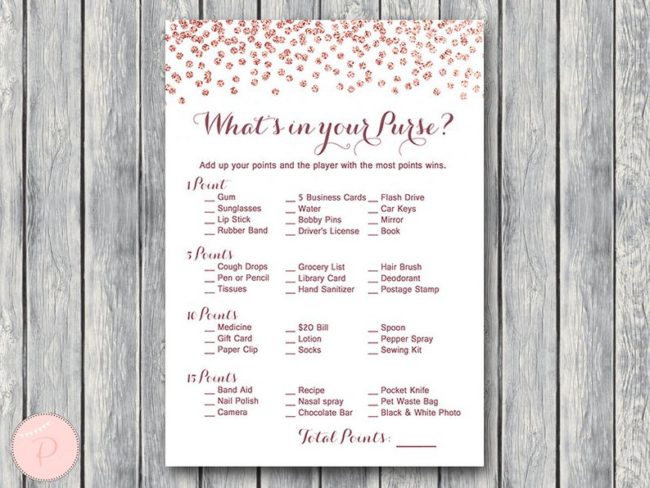 Rose Gold What's in your Purse Bridal