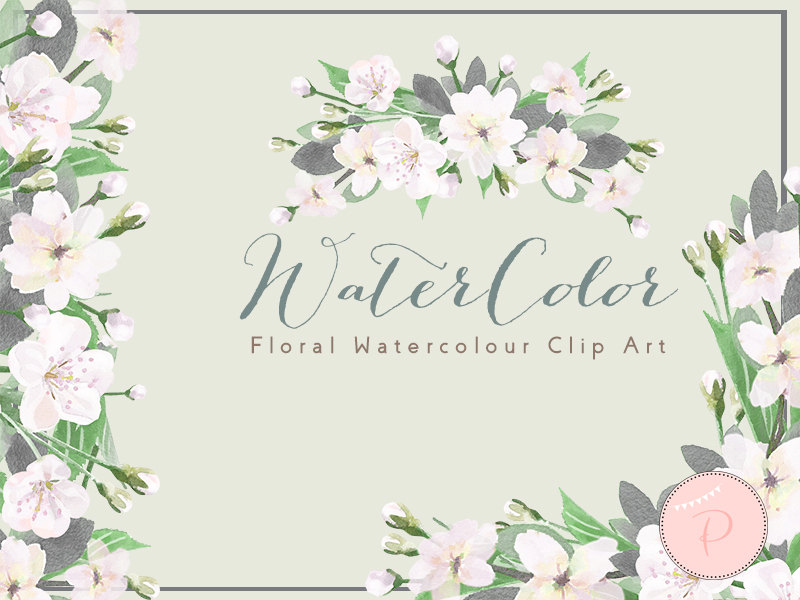 white romantic winter wedding flower clipart